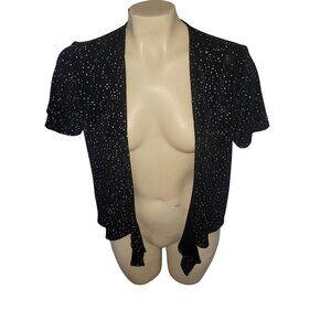 Chicos‎ Travelers Black Tie-Front Short Sleeve Cardigan Size 0 With Starry Print